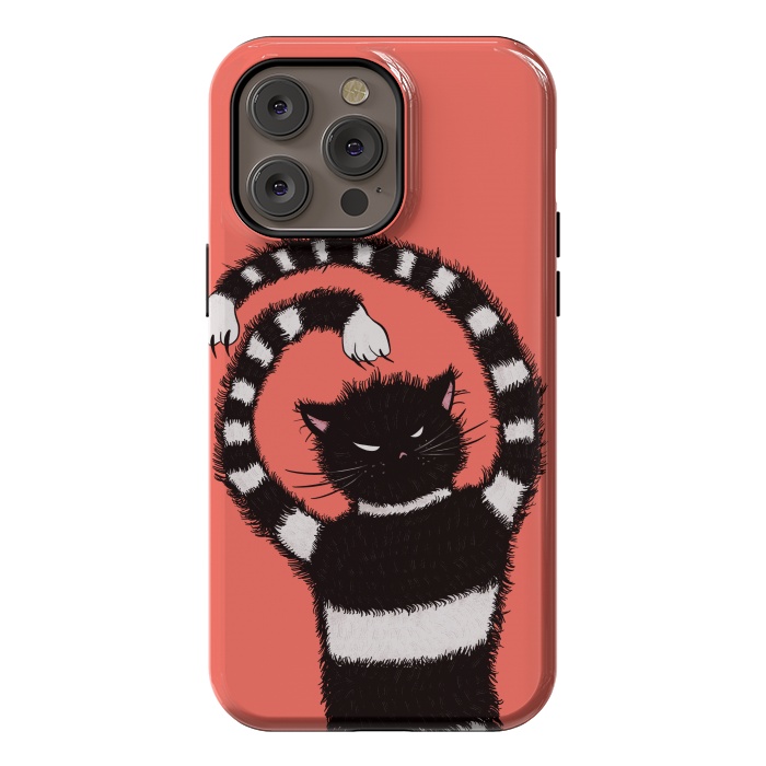 iPhone 14 Pro max StrongFit Evil Striped Cat Weird Cartoon by Boriana Giormova