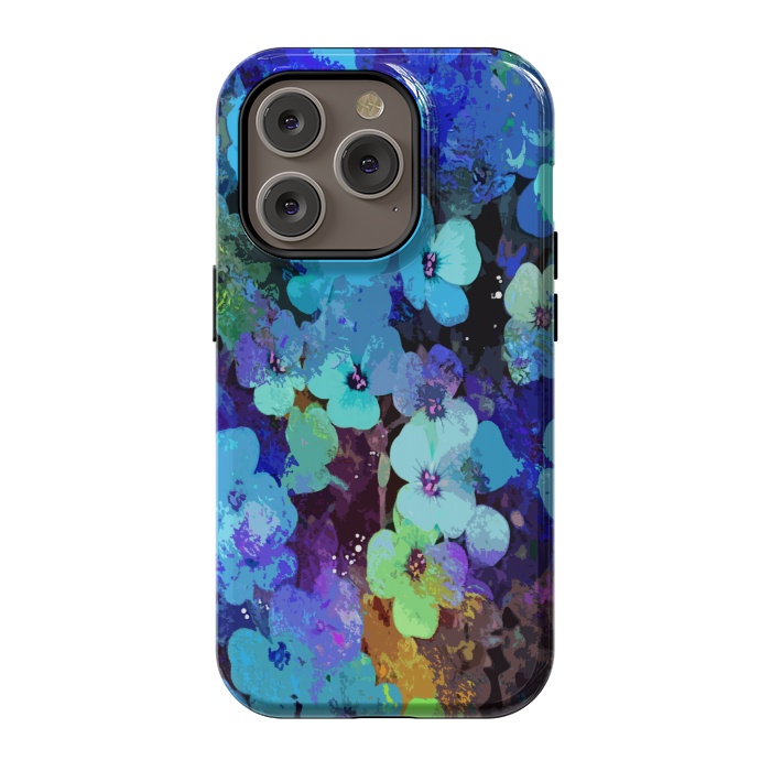 iPhone 14 Pro StrongFit Blue floral art by Josie