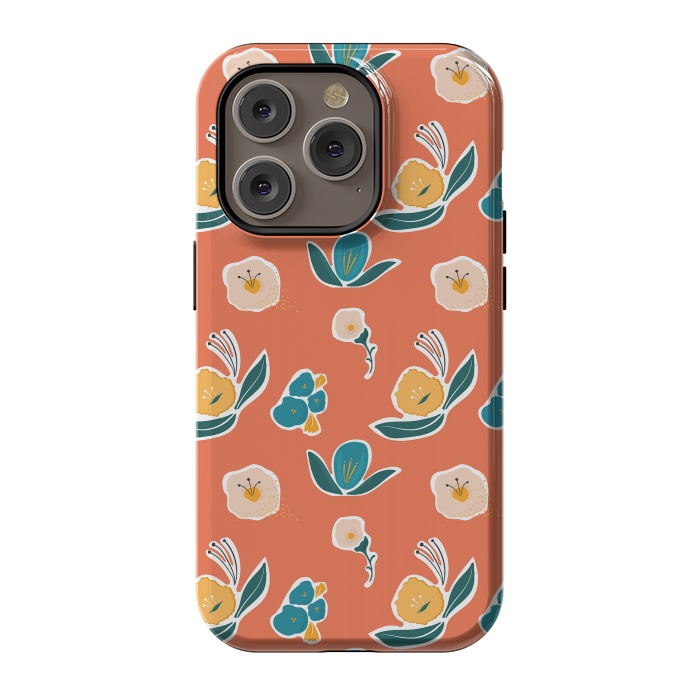 iPhone 14 Pro StrongFit Coral Floral by Kimberly Senn | Senn & Sons