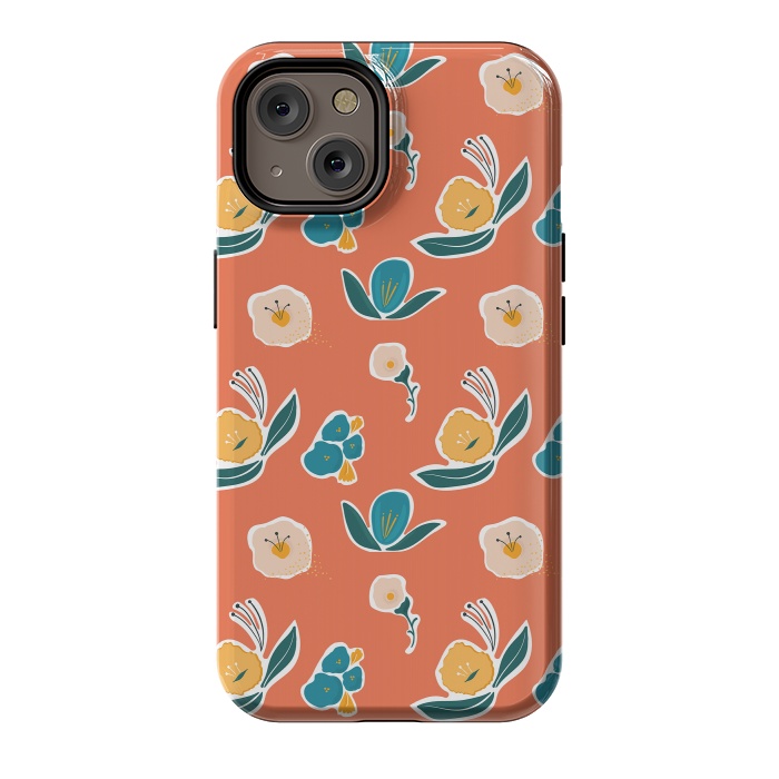iPhone 14 StrongFit Coral Floral by Kimberly Senn | Senn & Sons
