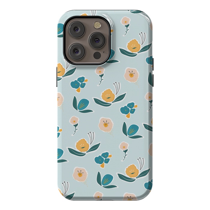 iPhone 14 Pro max StrongFit Blue Floral by Kimberly Senn | Senn & Sons
