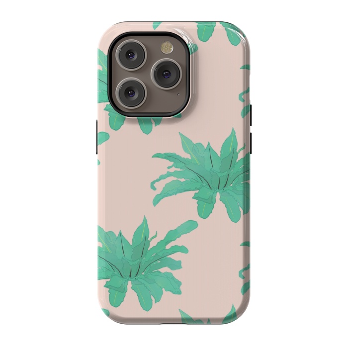 iPhone 14 Pro StrongFit Pretty Watercolor Pink Peach Floral Girly Design by InovArts
