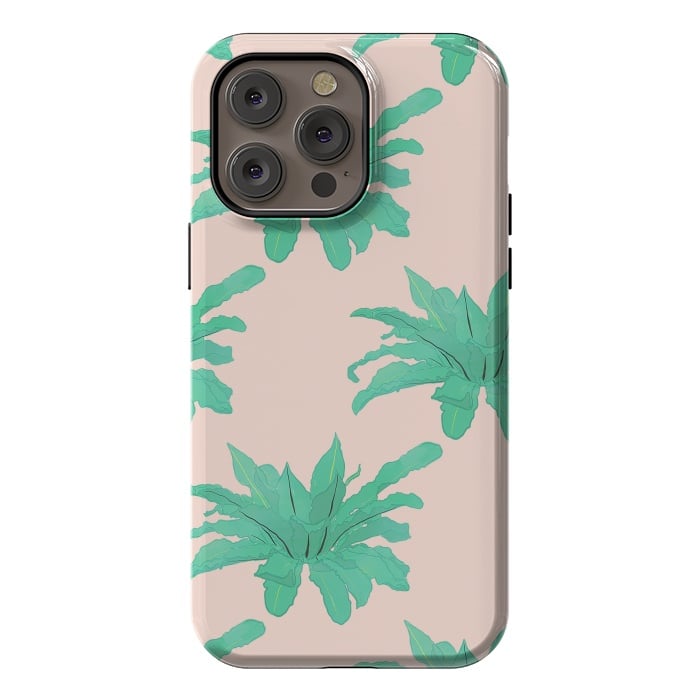 iPhone 14 Pro max StrongFit Trendy Tropical Green Plants Foliage Modern Design by InovArts