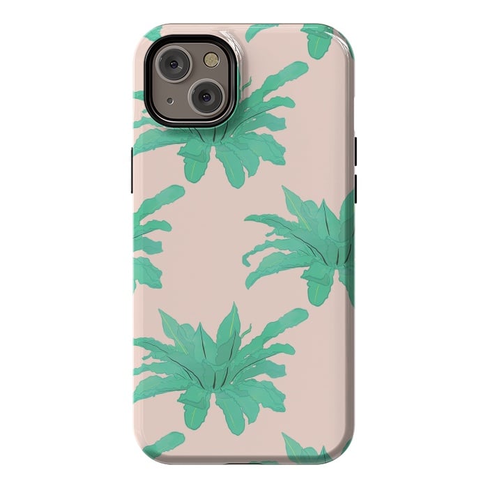 iPhone 14 Plus StrongFit Trendy Tropical Green Plants Foliage Modern Design by InovArts