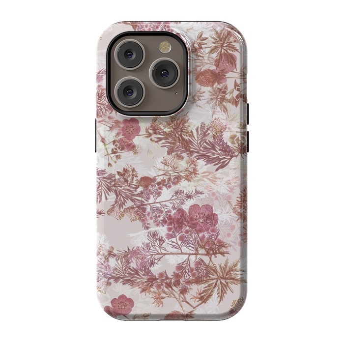iPhone 14 Pro StrongFit Pastel pink botanical flower garden by Oana 
