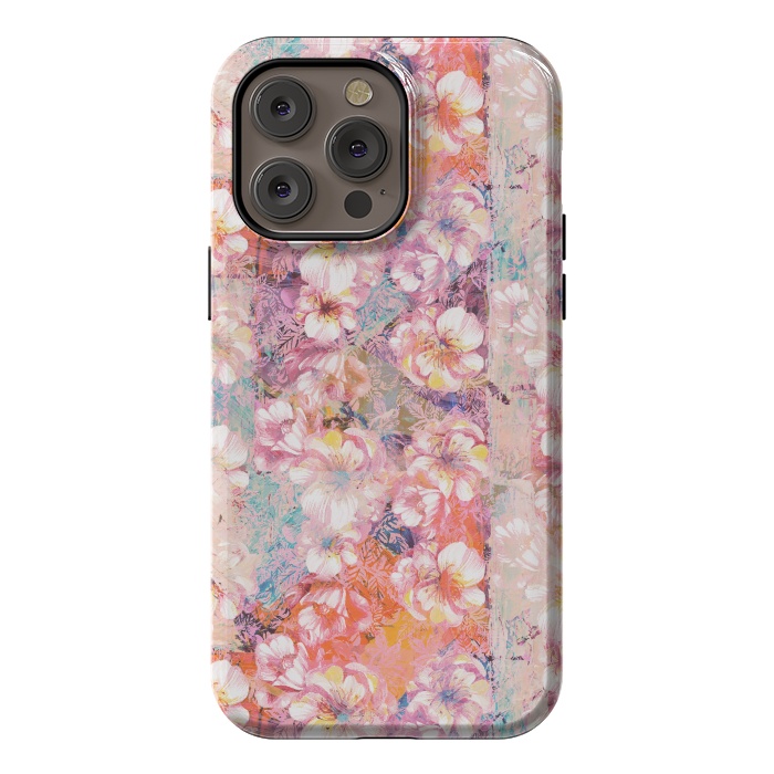 iPhone 14 Pro max StrongFit Pink peach painted rose petals by Oana 