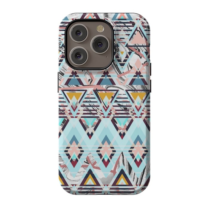 iPhone 14 Pro StrongFit Colorful brushed tribal triangles by Oana 