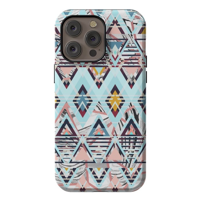 iPhone 14 Pro max StrongFit Colorful brushed tribal triangles by Oana 