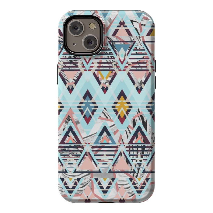 iPhone 14 Plus StrongFit Colorful brushed tribal triangles by Oana 