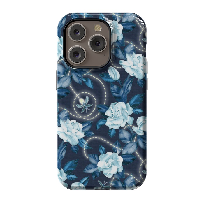 iPhone 14 Pro StrongFit Midnight Sparkles - fireflies and flowers by Micklyn Le Feuvre