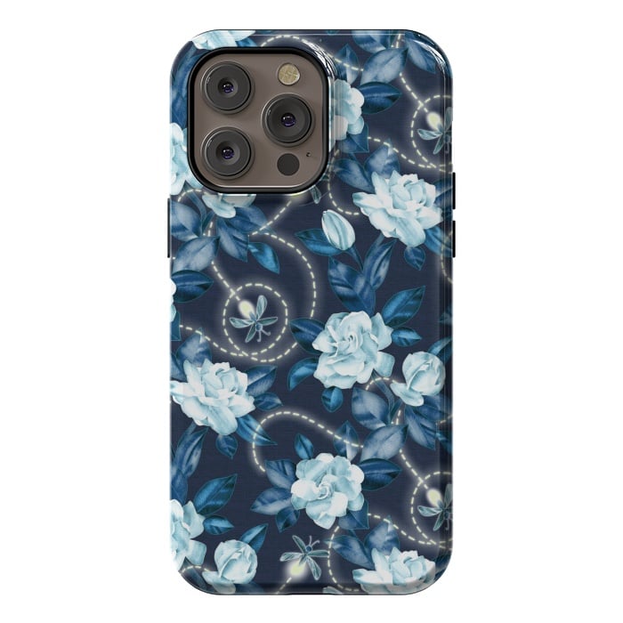 iPhone 14 Pro max StrongFit Midnight Sparkles - fireflies and flowers by Micklyn Le Feuvre