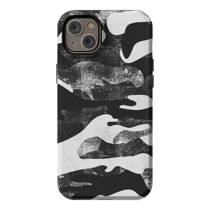 iPhone 14 Plus StrongFit Textured grunge monochrome camouflage by Oana 