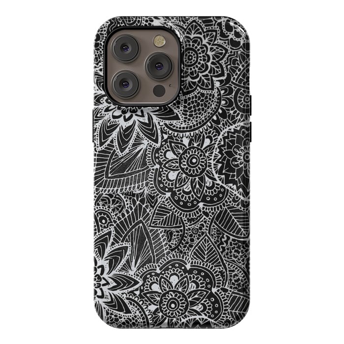iPhone 14 Pro max StrongFit Floral Doodle G581 by Medusa GraphicArt