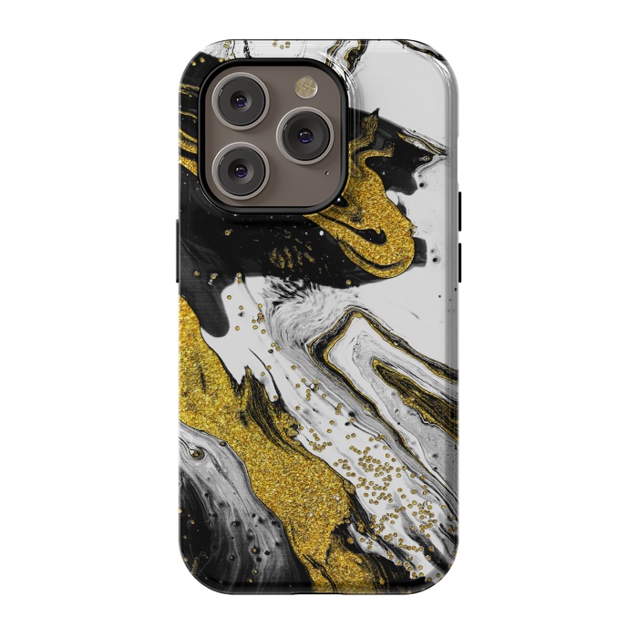 iPhone 14 Pro StrongFit Luxe Black and Gold by Ashley Camille