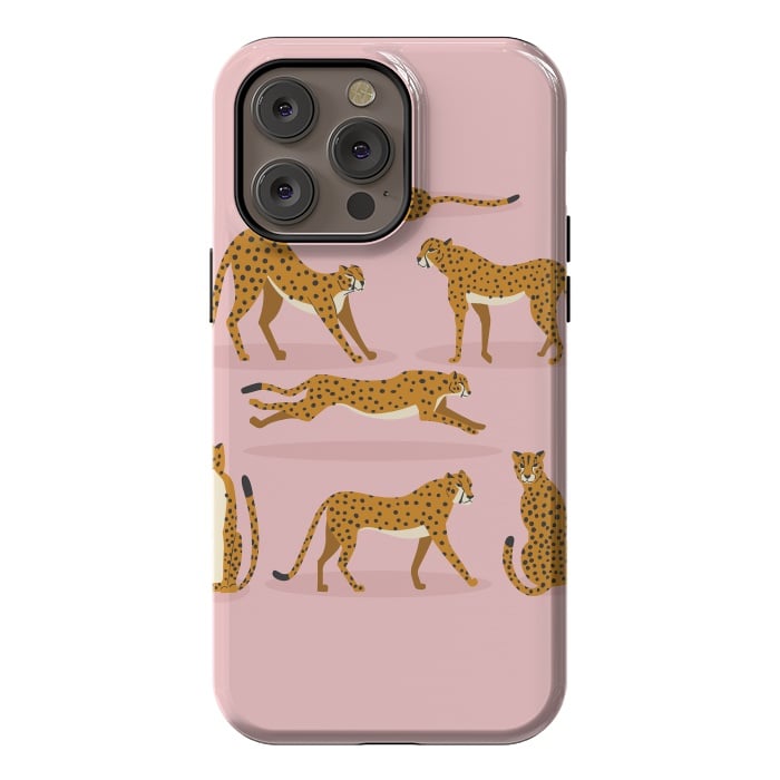 iPhone 14 Pro max StrongFit Cheetahs on pink  by Jelena Obradovic