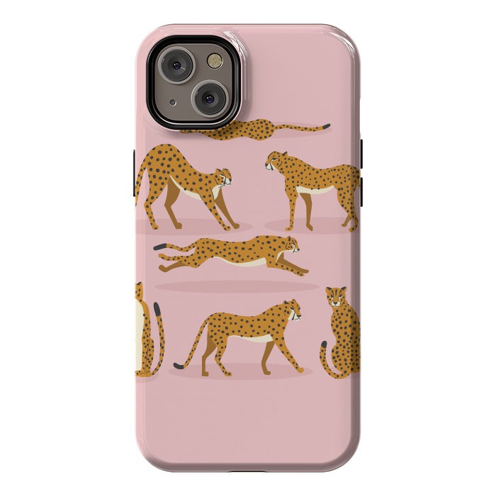 iPhone 14 Plus StrongFit Cheetahs on pink  by Jelena Obradovic