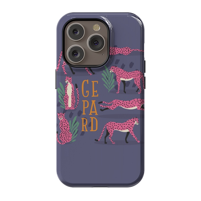 iPhone 14 Pro StrongFit Cheetahs on purple by Jelena Obradovic