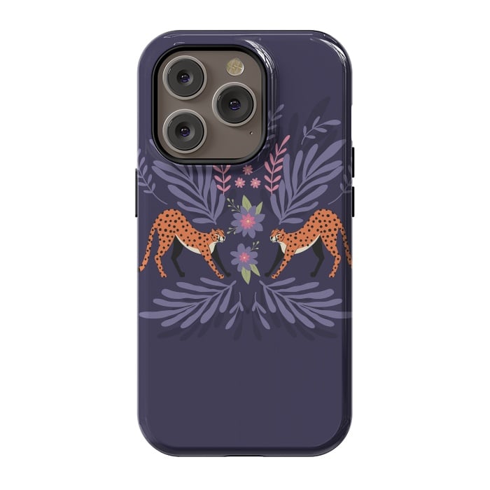 iPhone 14 Pro StrongFit Cheetahs pair purple by Jelena Obradovic