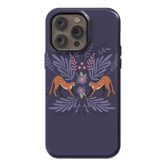 iPhone 14 Pro max StrongFit Cheetahs pair purple by Jelena Obradovic