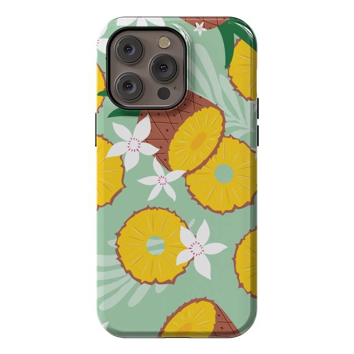 iPhone 14 Pro max StrongFit Pineapple pattern 02 by Jelena Obradovic