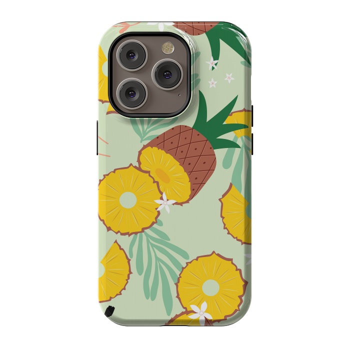 iPhone 14 Pro StrongFit Pineapple pattern 03 by Jelena Obradovic