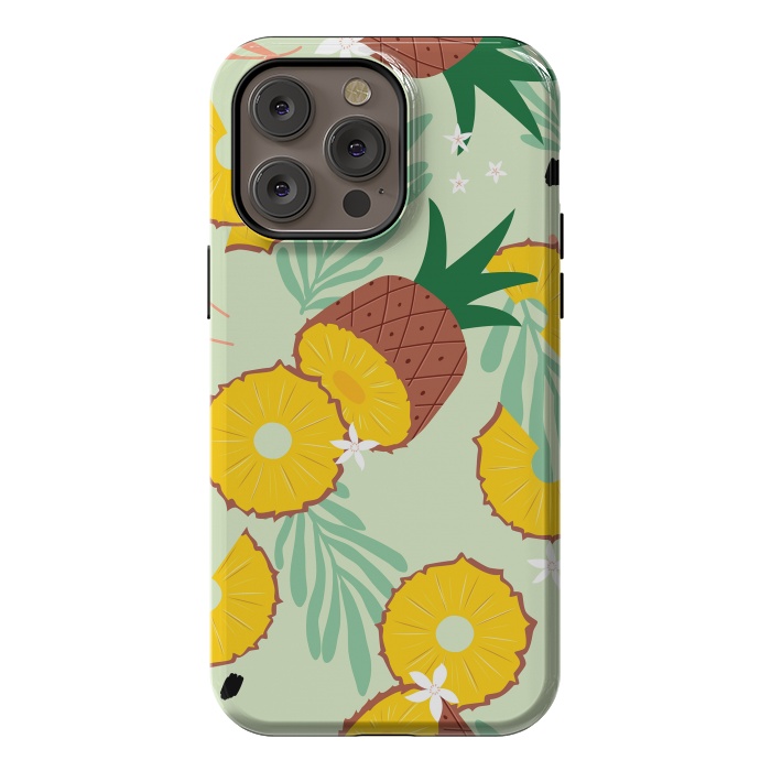 iPhone 14 Pro max StrongFit Pineapple pattern 03 by Jelena Obradovic