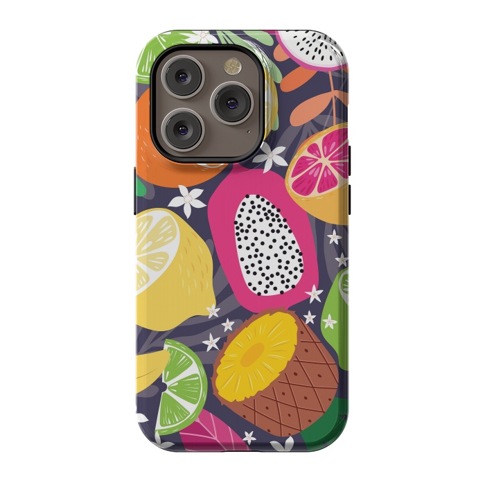 iPhone 14 Pro StrongFit Tropical fruit pattern 01 by Jelena Obradovic