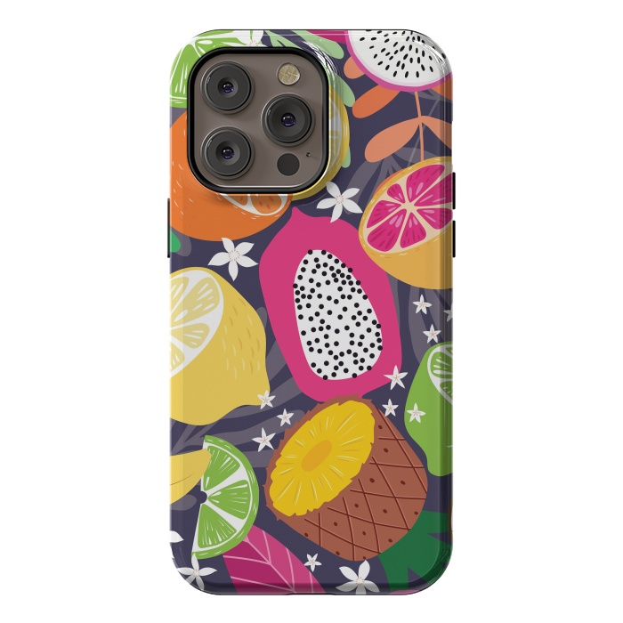 iPhone 14 Pro max StrongFit Tropical fruit pattern 01 by Jelena Obradovic