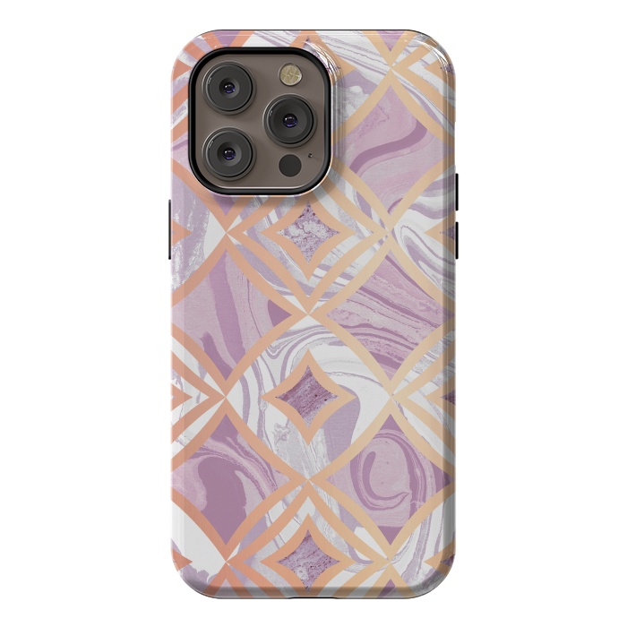 iPhone 14 Pro max StrongFit Elegant pink rose gold marble tiles by Oana 