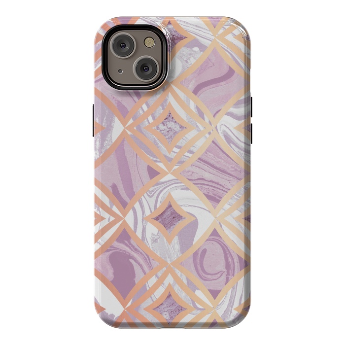 iPhone 14 Plus StrongFit Elegant pink rose gold marble tiles by Oana 