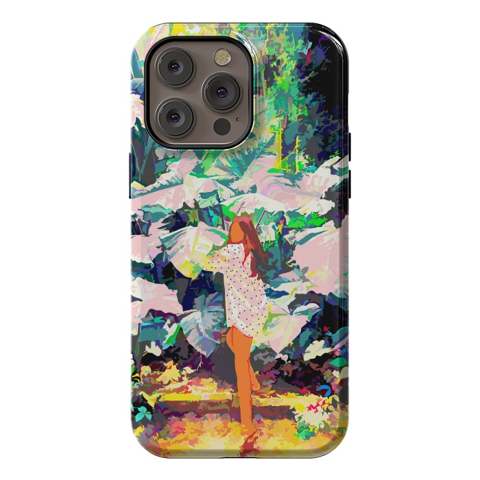 iPhone 14 Pro max StrongFit Live Quietly In a Corner Of Nature, Modern Bohemian Woman Jungle Forest Eclectic Painting by Uma Prabhakar Gokhale