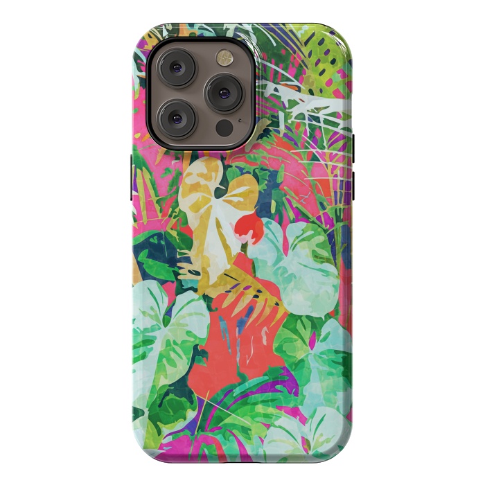 iPhone 14 Pro max StrongFit Find Me Where The Tropical Things Are | Jungle Botanical Palm Colorful Painting by Uma Prabhakar Gokhale