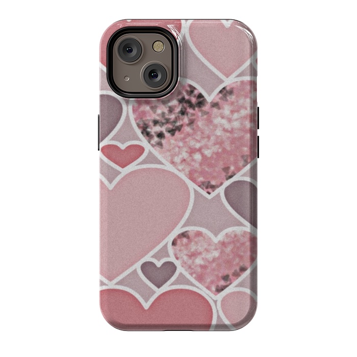 iPhone 14 StrongFit Pink hearts by CAS