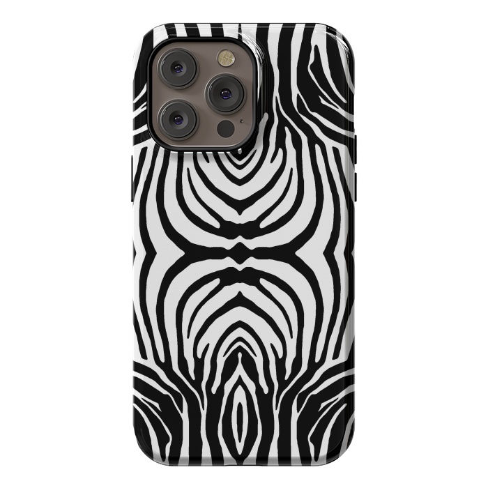 iPhone 14 Pro max StrongFit White zebra stripes by Oana 