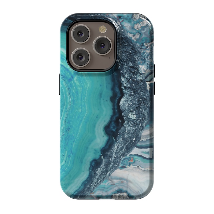 iPhone 14 Pro StrongFit Turquoise silver geode precious stone by Oana 