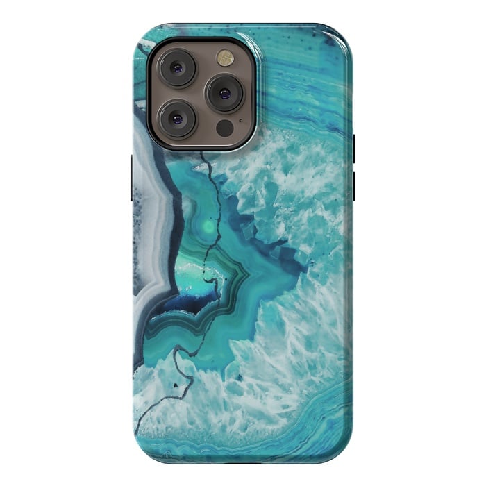 iPhone 14 Pro max StrongFit Turquoise agate geode marble by Oana 
