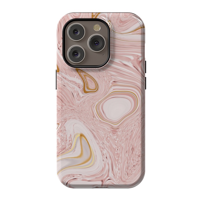 iPhone 14 Pro StrongFit Golden pink marble by Martina
