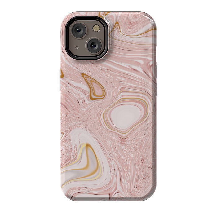 iPhone 14 StrongFit Golden pink marble by Martina