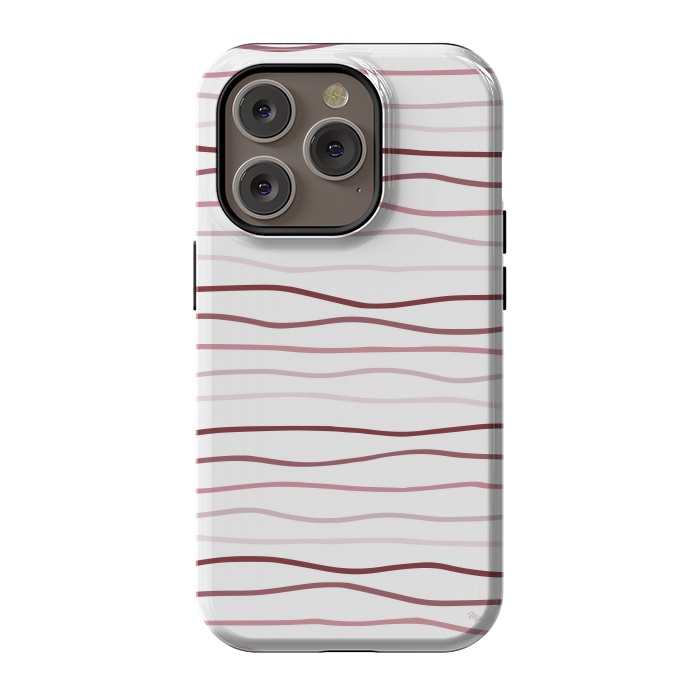 iPhone 14 Pro StrongFit Vintage Pink Stripes by Martina