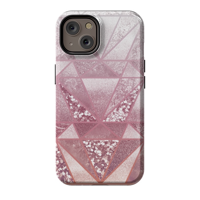 iPhone 14 StrongFit Pink and rose gold gradient glitter tiles by Oana 