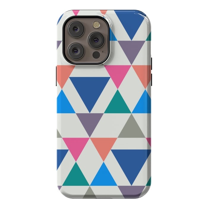 iPhone 14 Pro max StrongFit Multicolor Repeat Triangles by TMSarts