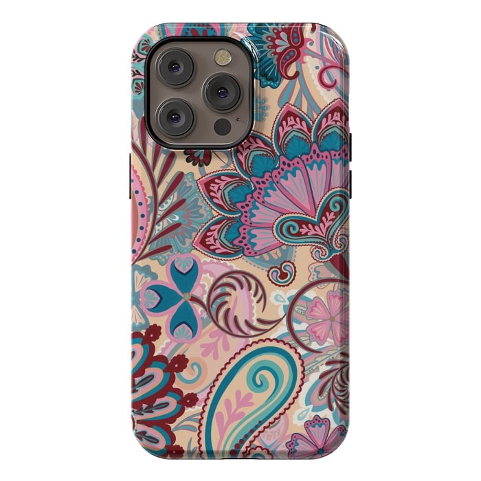iPhone 14 Pro max StrongFit Paisley Flowers Design by ArtsCase