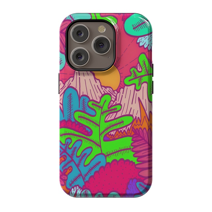iPhone 14 Pro StrongFit A pink tropical jungle by Steve Wade (Swade)