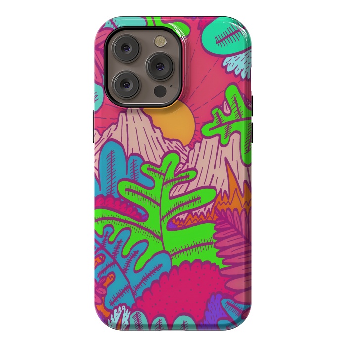 iPhone 14 Pro max StrongFit A pink tropical jungle by Steve Wade (Swade)