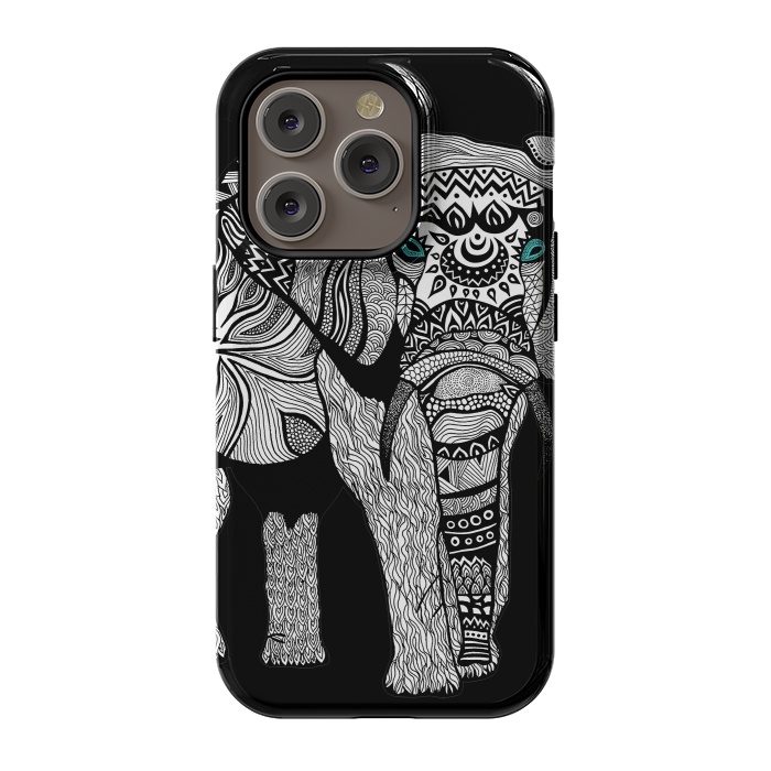 iPhone 14 Pro StrongFit Elephant of Namibia B n W by Pom Graphic Design
