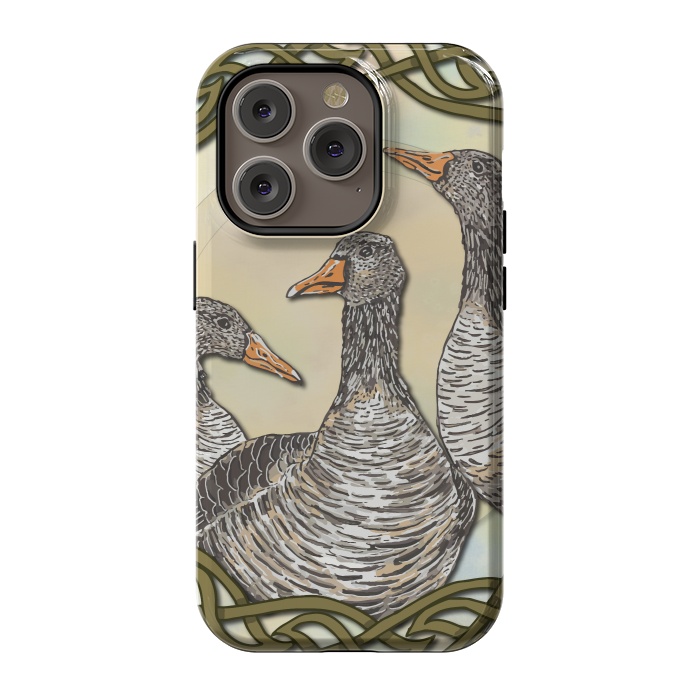 iPhone 14 Pro StrongFit Celtic Goose by Lotti Brown