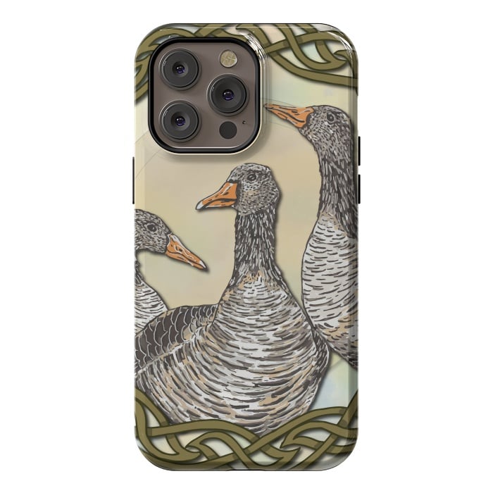 iPhone 14 Pro max StrongFit Celtic Goose by Lotti Brown