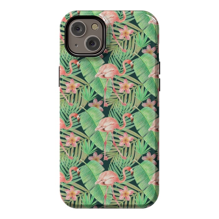 iPhone 14 Plus StrongFit pink flamingo in a jungle by Alena Ganzhela