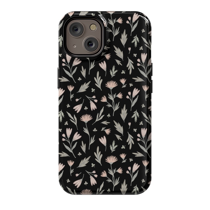 iPhone 14 StrongFit delicate flowers on a black by Alena Ganzhela