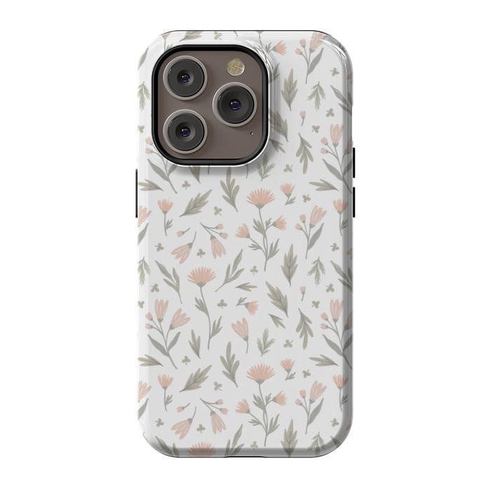 iPhone 14 Pro StrongFit delicate flowers on a white by Alena Ganzhela
